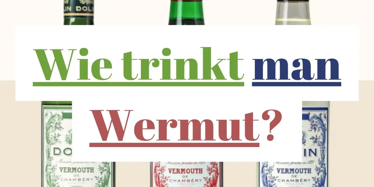 Drei Flaschen Wermut, mit der Frage "Wie trinkt man Wermut?" im Vordergrund.