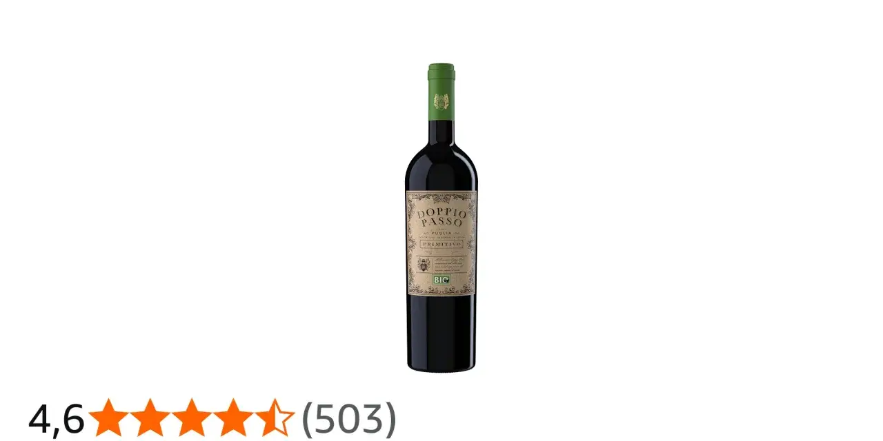 Flasche Rotwein "Doppio Passo" Primitivo aus Apulien, Italien.