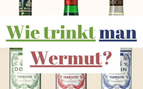 Drei Flaschen Wermut, mit der Frage "Wie trinkt man Wermut?" im Vordergrund.