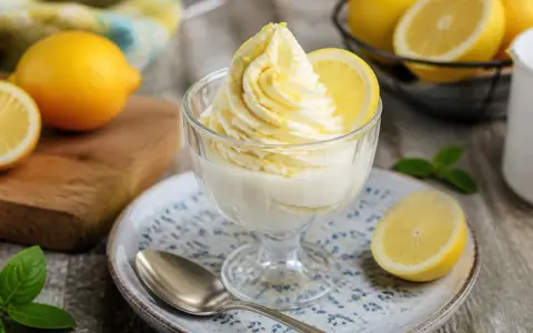 Erfrischendes Zitroneneis, perfekt zum Zitroneneis selber machen. Mit frischen Zitronen und Minze garniert.