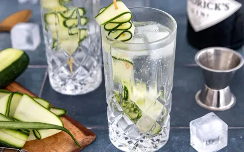 Erfrischender Hendrick's Gin Tonic mit Gurkenspiralen. Das perfekte Rezept für heiße Tage.