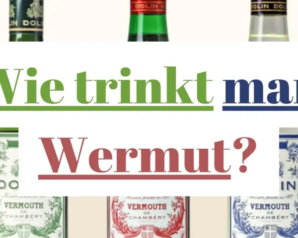 Drei Flaschen Wermut, mit der Frage "Wie trinkt man Wermut?" im Vordergrund.