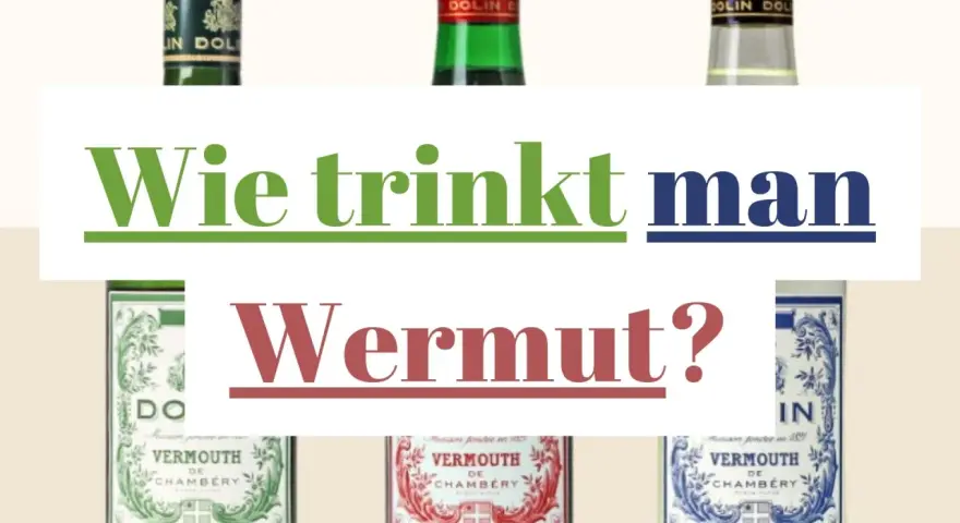 Drei Flaschen Wermut, mit der Frage "Wie trinkt man Wermut?" im Vordergrund.